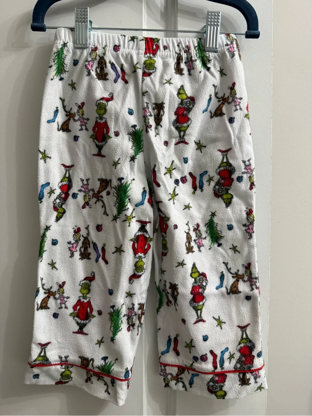 Grinch Kids White Holiday Pajama Set with Red Trim
